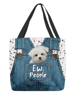 White Maltese-EW people-Cloth Tote Bag