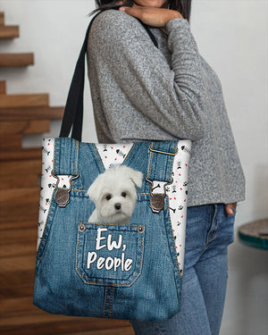 White Maltese-EW people-Cloth Tote Bag