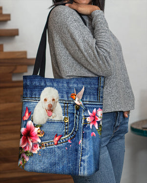 White poodle-Lily Cloth Tote Bag