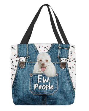 White poodle-EW people-Cloth Tote Bag