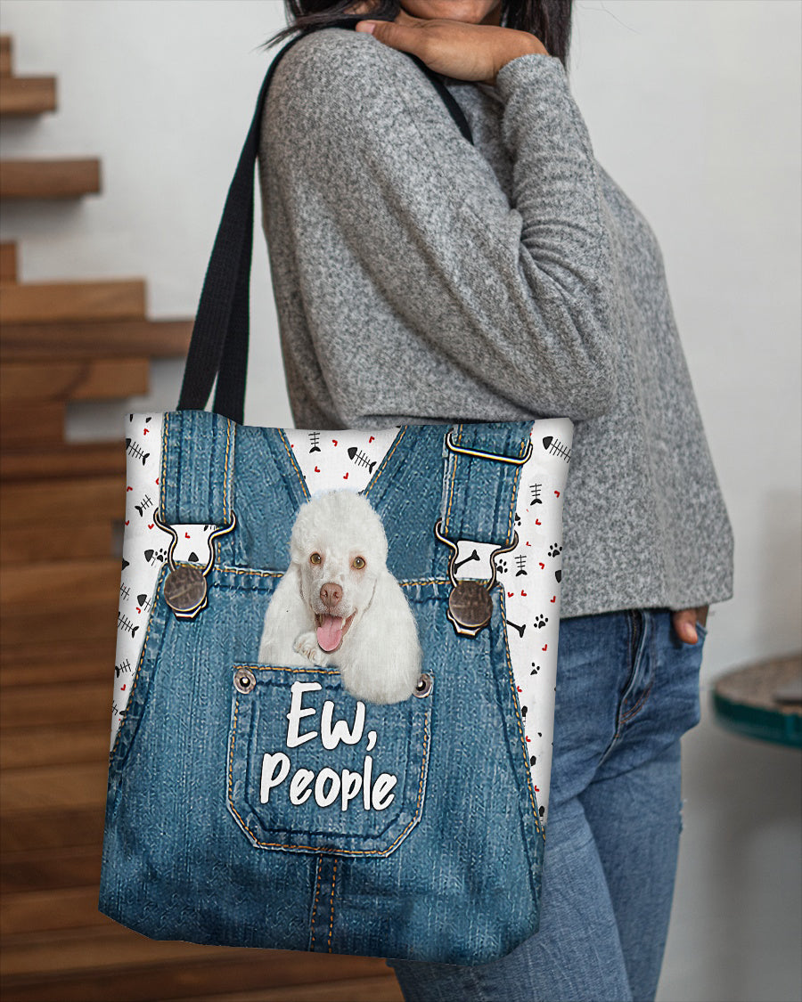 White poodle-EW people-Cloth Tote Bag