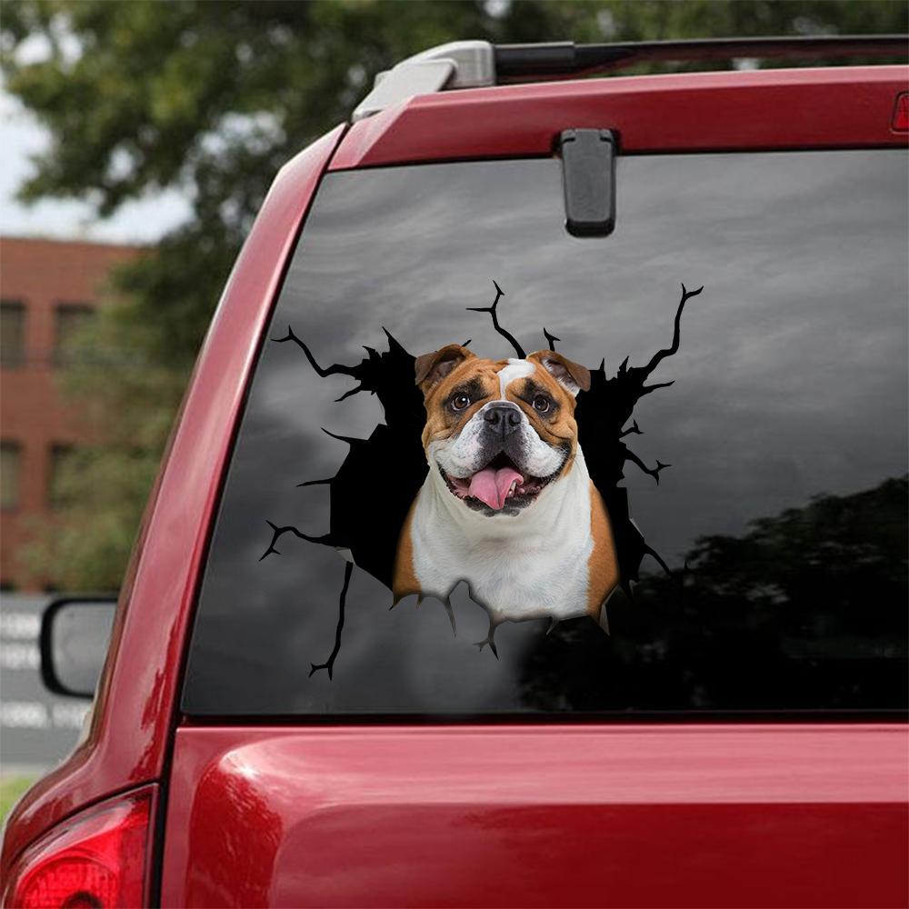 Bulldog English Bulldog Crack Car Sticker, Toilet Sticker, Fridge Sticker 2
