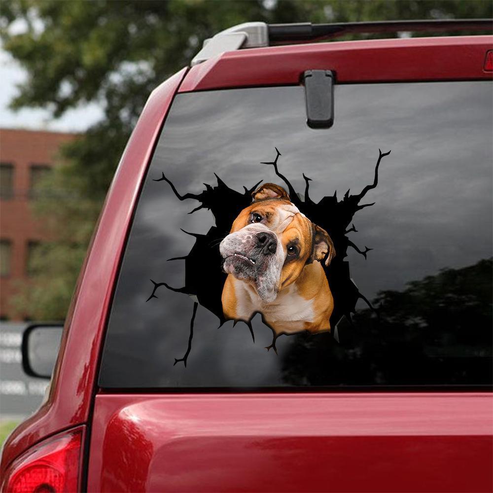 Bulldog English Bulldog Crack Car Sticker, Toilet Sticker, Fridge Sticker 13