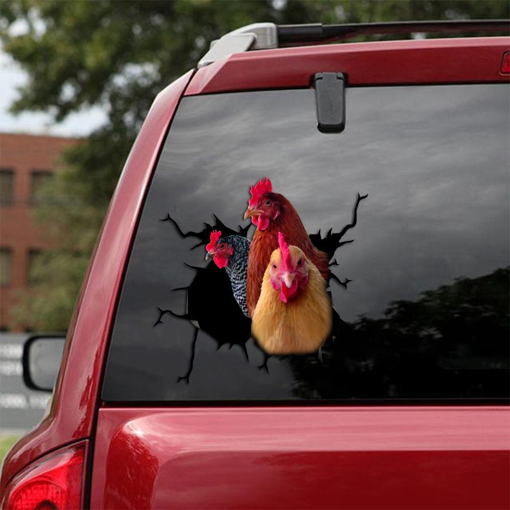 CHICKEN CRACK CAR STICKER POULTRY LOVER