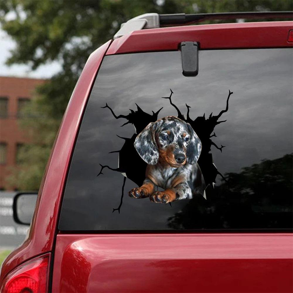 Dachshund Crack Car Sticker, Toilet Sticker, Fridge Sticker (4)