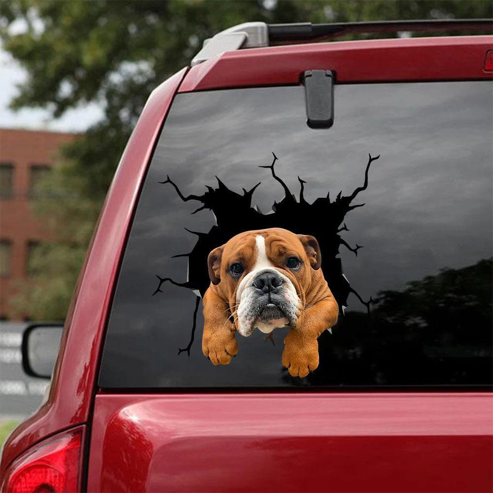 Bulldog English Bulldog Crack Car Sticker, Toilet Sticker, Fridge Sticker 12