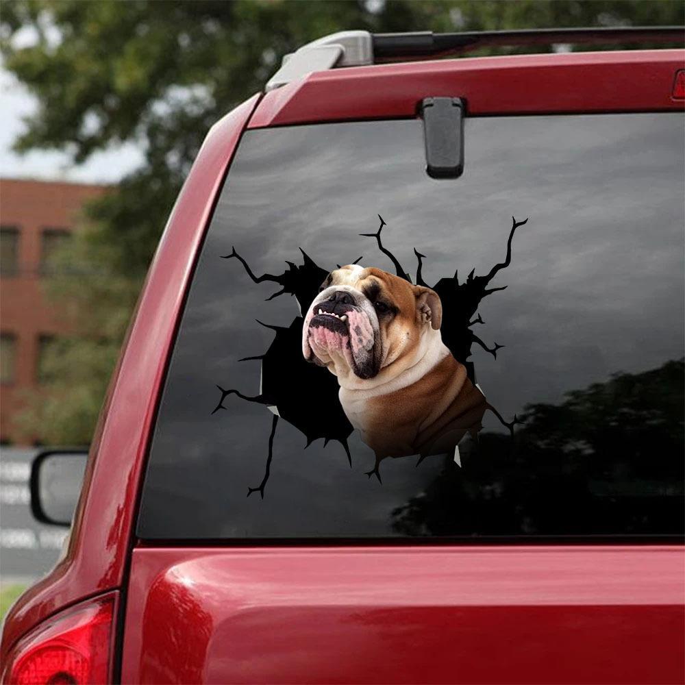 Bulldog English Bulldog Crack Car Sticker, Toilet Sticker, Fridge Sticker 11