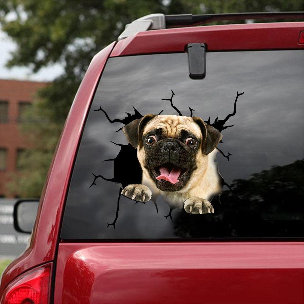 Pug Crack Car Sticker 20