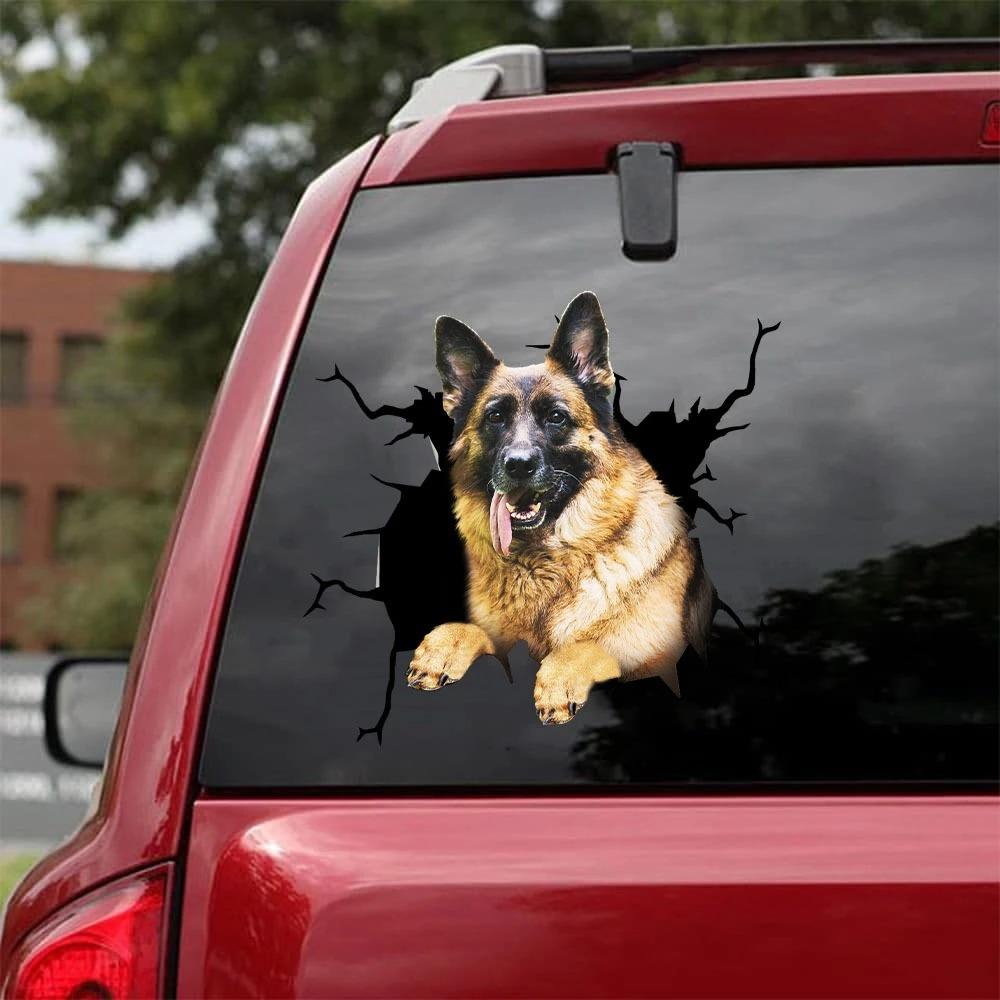 GERMAN SHEPHERD CRACK CAR STICKER 11