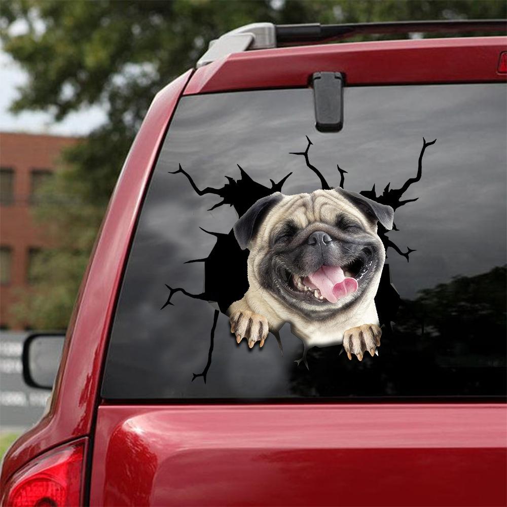 Pug Crack Car Sticker 9