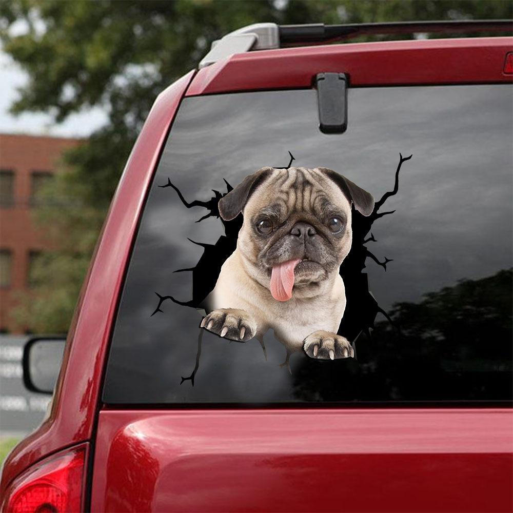 Pug Crack Car Sticker 24