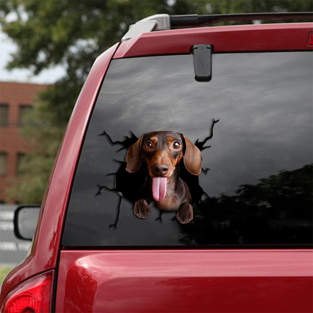 Dachshund Crack Car Sticker, Toilet Sticker, Fridge Sticker (22)