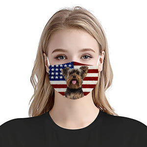 Yorkshire Terrier With American Flag EZ01 1604 Face Mask