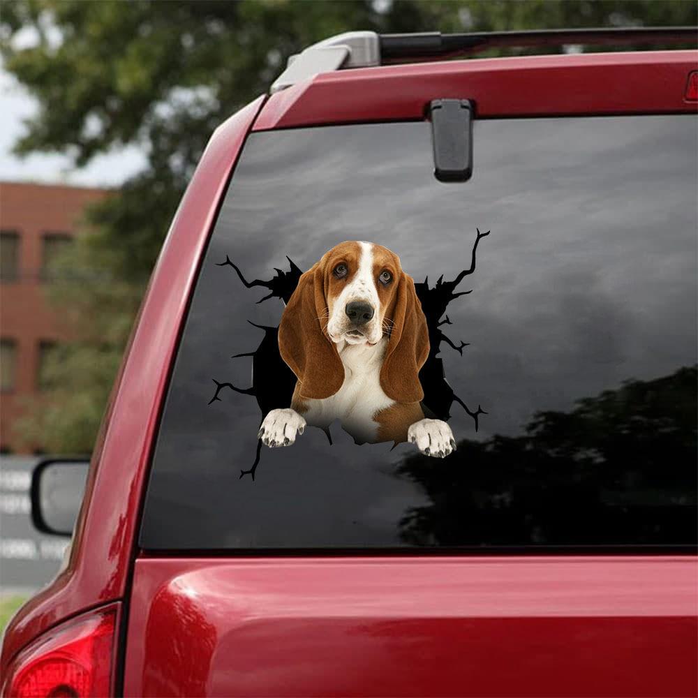 Basset Hound Crack Car Sticker, Toilet Sticker, Fridge Sticker 26