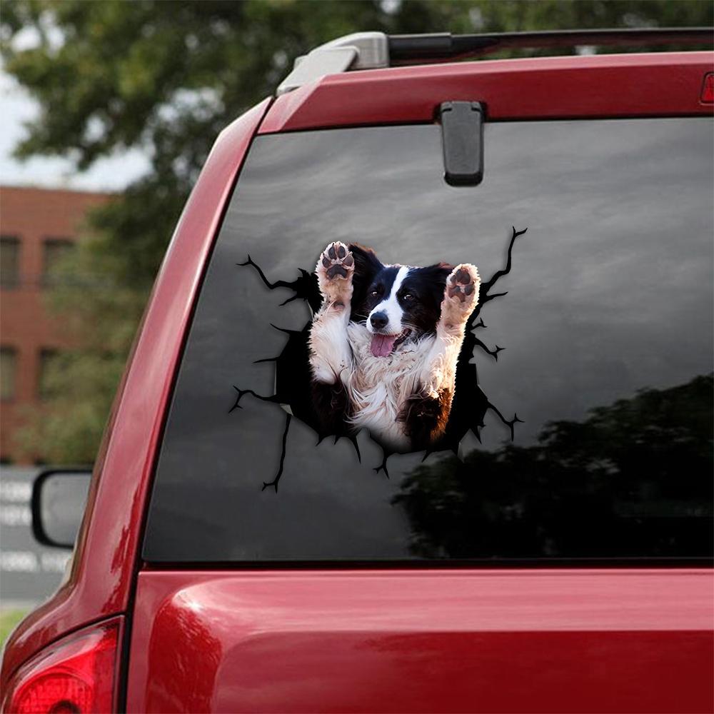 Border Collie Crack Car Sticker, Toilet Sticker, Fridge Sticker 38