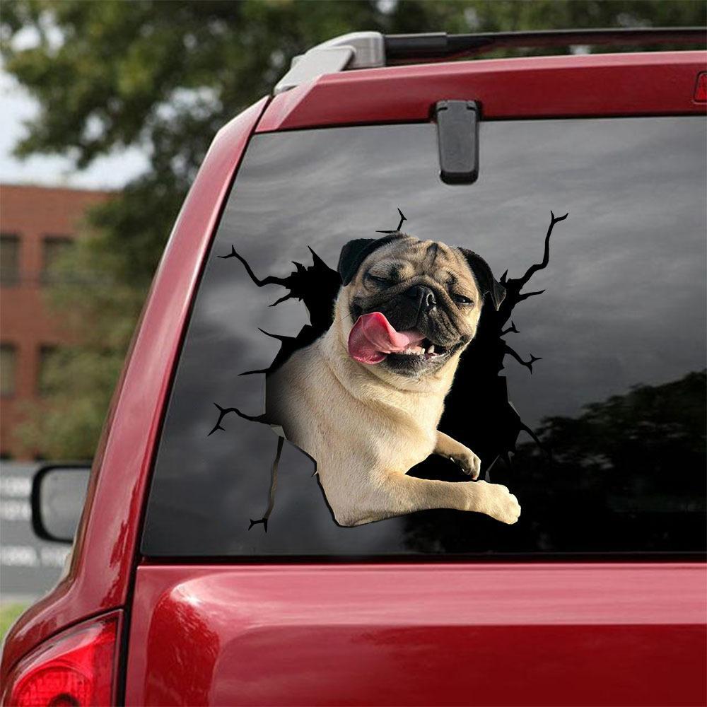 Pug Crack Car Sticker 19