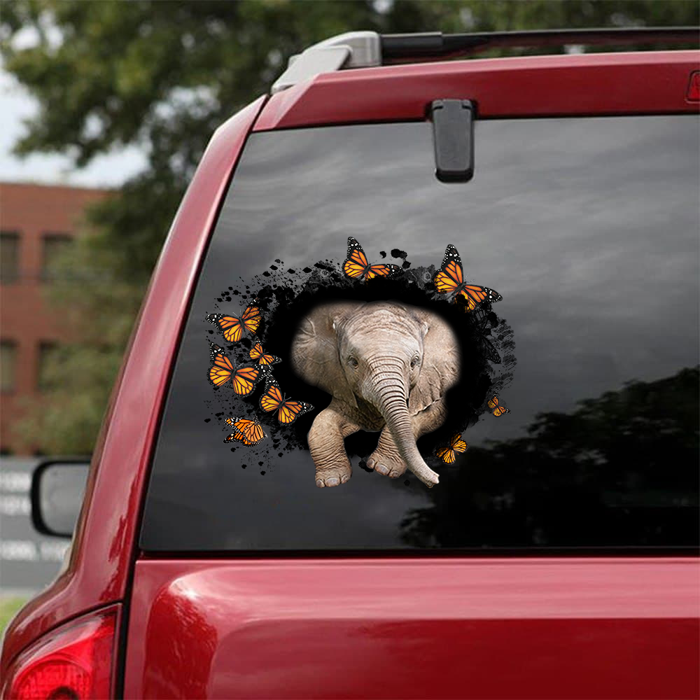 Elephant Butterflies Car Sticker, Toilet Sticker, Fridge Sticker 20