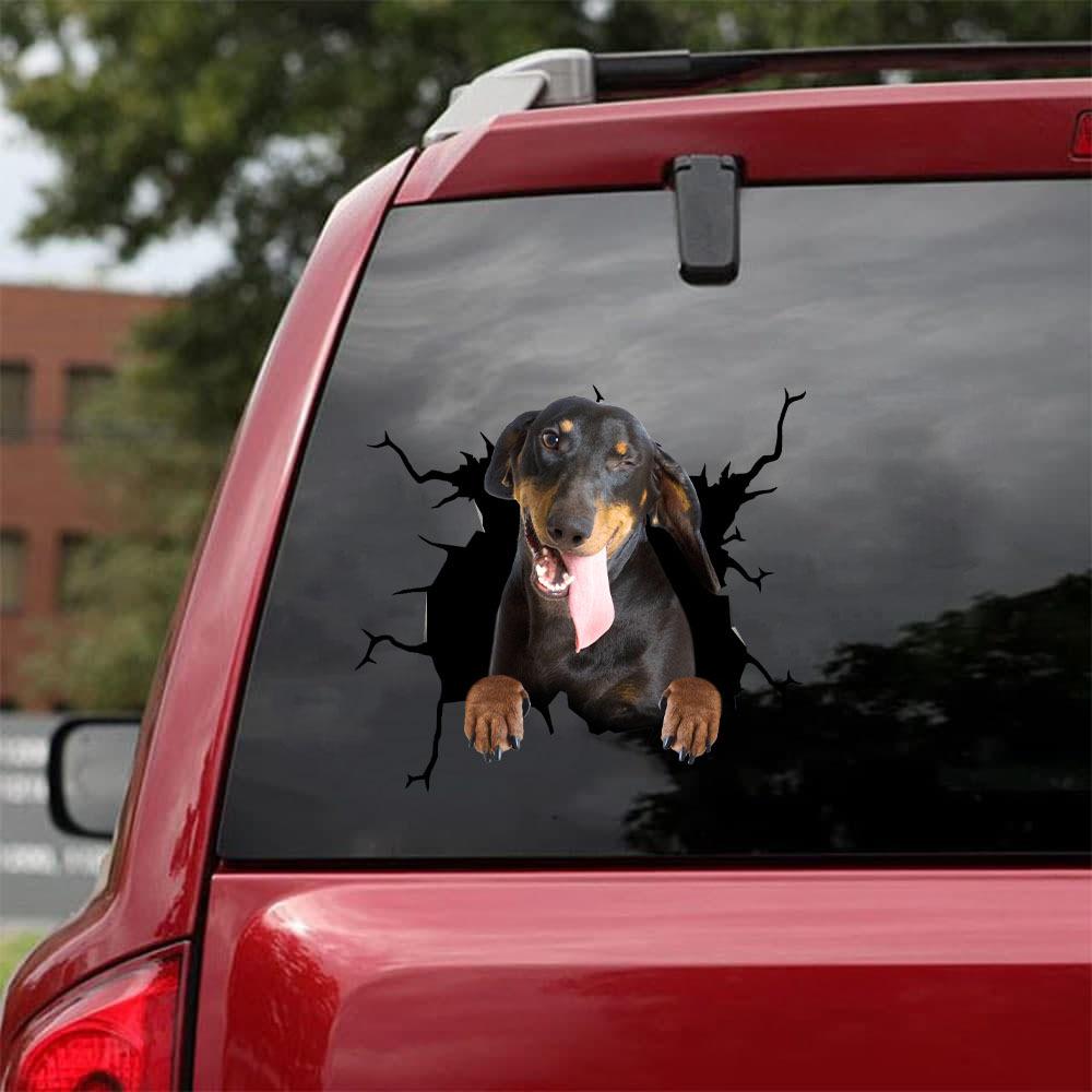 Dachshund Crack Car Sticker, Toilet Sticker, Fridge Sticker (47)