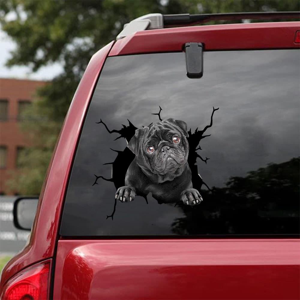 Pug Crack Car Sticker 10